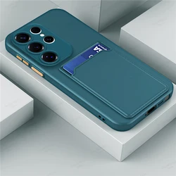 Liquid Silicone Card Holder Phone Case for S25 Edge (Dark Green)