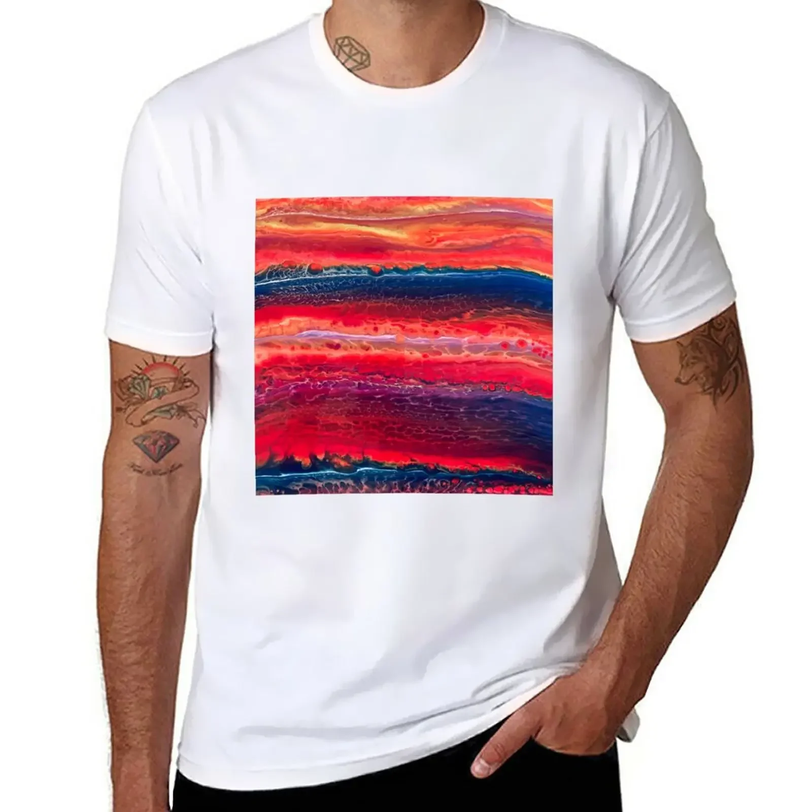 

Abstract Art - Acrylic Pour - Fluid Art - Sunset T-Shirt anime aesthetic clothes t shirts for men pack