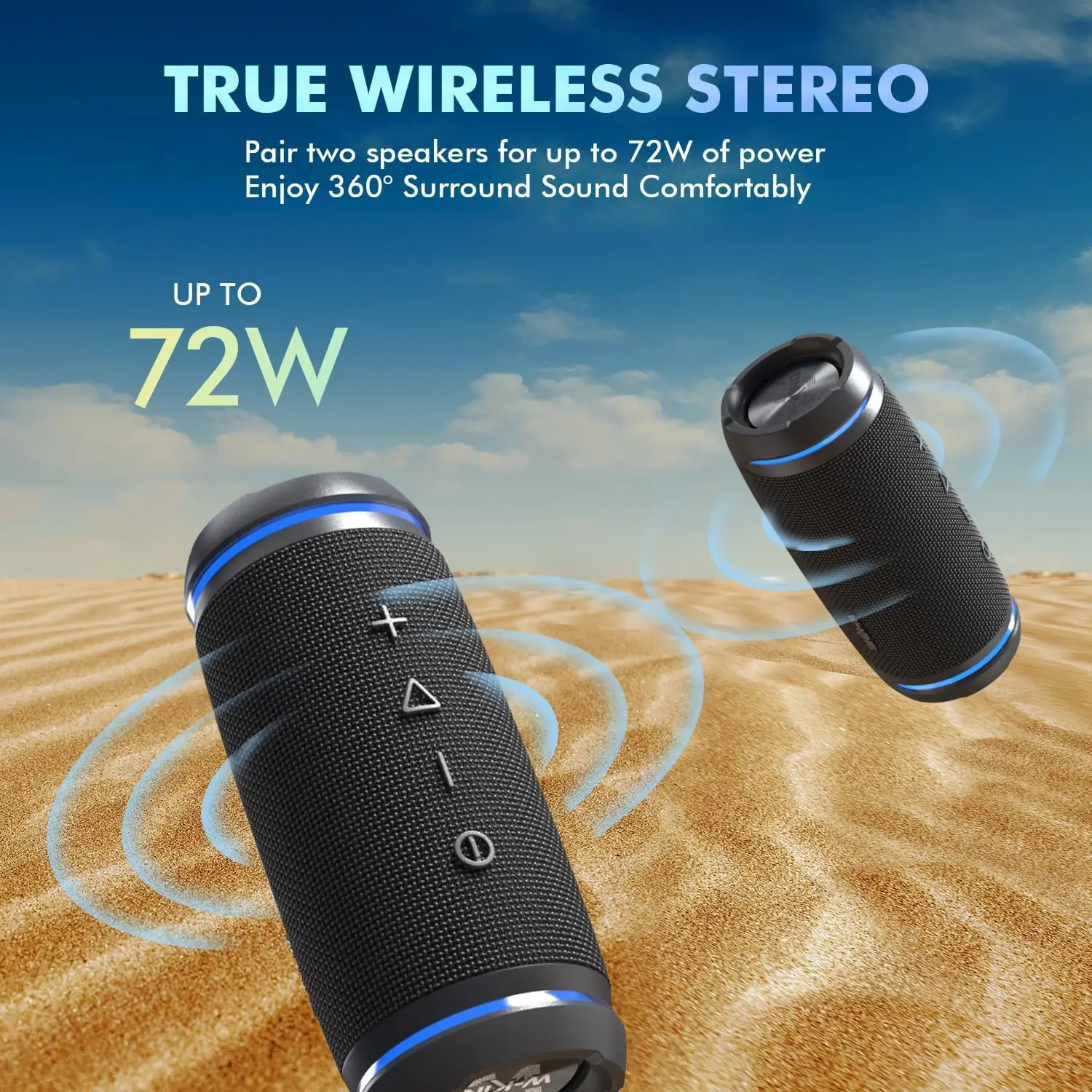 W-KING BT226 Portable Bluetooth Speaker 36W Extra Bass 360&deg; Surround Hi-Fi Sound 24H Playtime BT5.4 IPX6 Waterproof