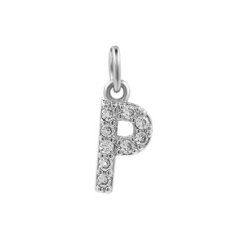 Silver Initial Letter Pendant Charms