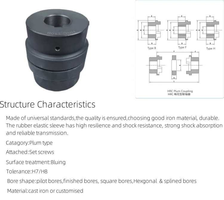Description Picture 5 of item15mm 25mm coupler power transmission parts Flexible Shaft Couplings HRC 110 Jaw Coupling