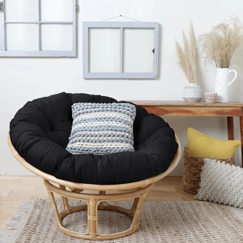 

Sorra Home 44-inch Round Papasan Cushion - Black pillow throw pillows