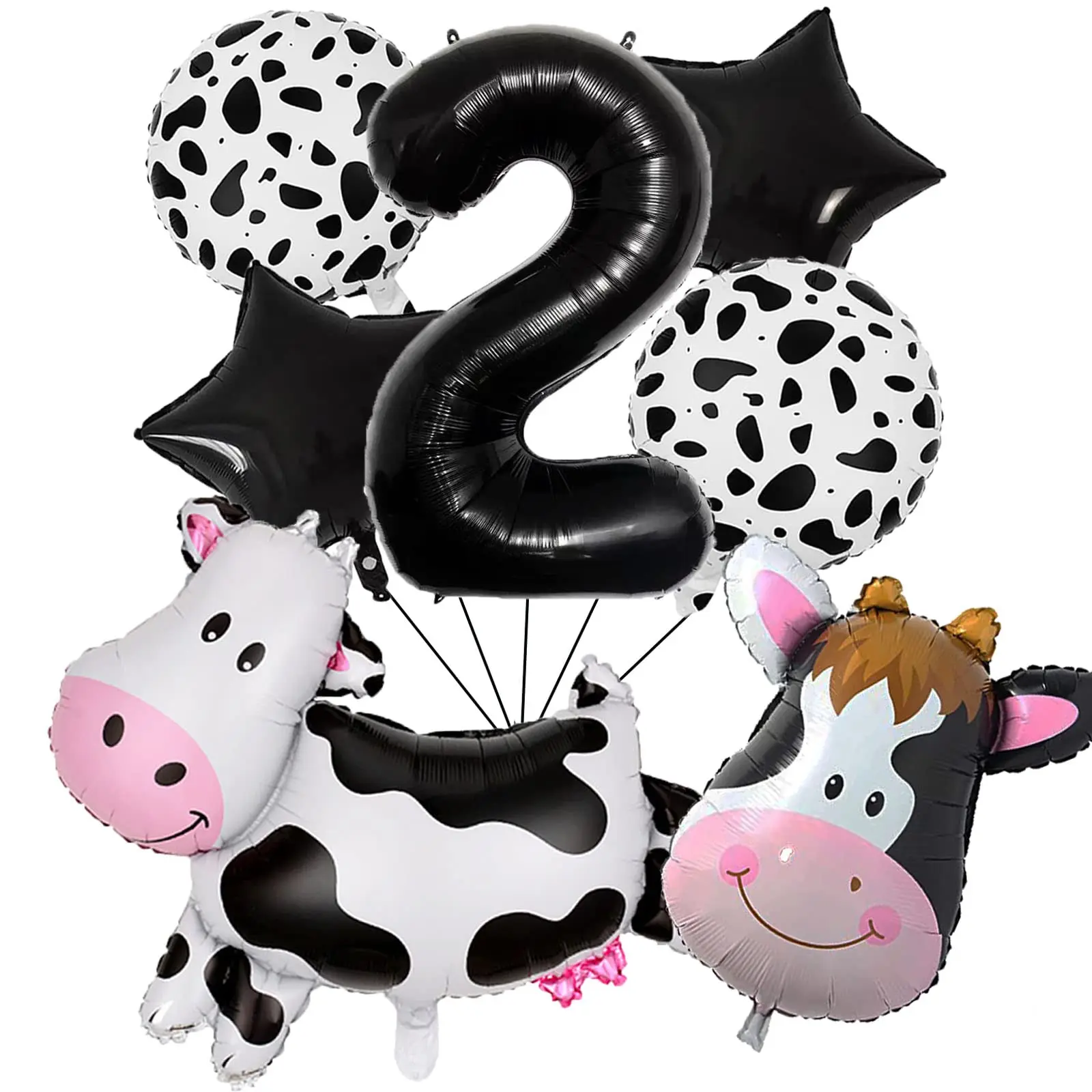 

7Pcs Cow Party Decorations Supplier Cow Shape Balloons Kids 2st Birthday Baby Shower Barnyard Farm Animal Theme Party Supplies