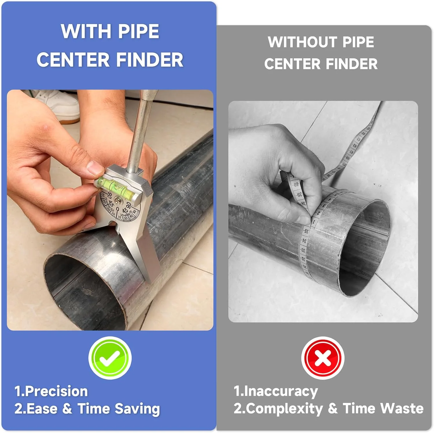 Manual Tube Marker Centering Tool Safety Pipe Center Finder Y-Type 4 Inch Safety Pipe Marker Centering Head Tool 5