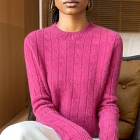 Autumn And Winter New Fashion 100% Pure Wool Sweater Crew Neck Long Sleeve Pullover Sweater Women's Clothing Korean Pop topWQ712 - Image 4