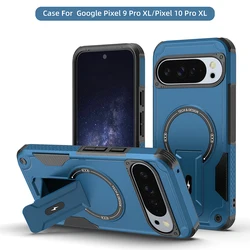 Luxury Armor Magnetic Holder Case with Magsafe Wireless Charging - Business Shockproof Cover - Google Pixel 10 (Blue)