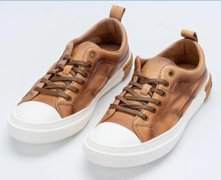 

Hot High Quality Casual shoes for men Round toe Men Shoes Genuine Leather Lace up Sports Shoes
