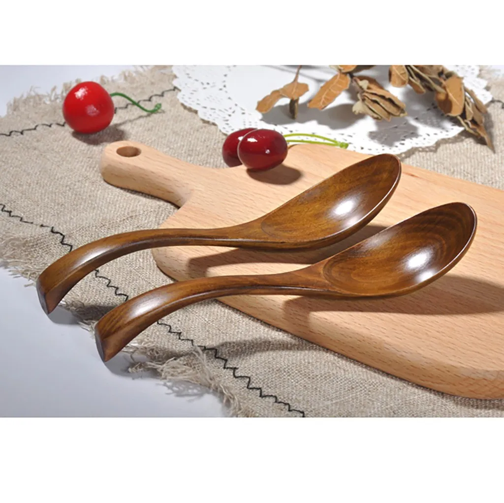 

1pc Wood Soup Spoons Long Handle Coffee Milk Teaspoon Sugar Spice Condiment Scoops Kitchen Tableware Tools Wooden Spoon