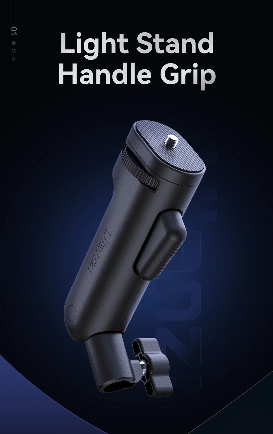 LA03 Light Stand Hand Grip Universal 1/4'' Screw Handheld Holder Stand for Tripo