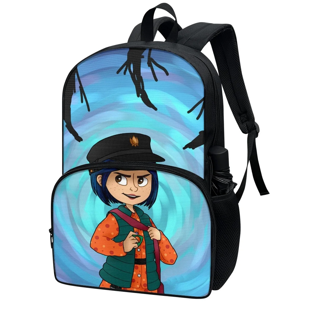 FORUDESIGNS Middle School Backpacks Utility Multi-Pocket Bookbags Coraline Fluffy Stationery Storage Back Pack Travel 17 Inch