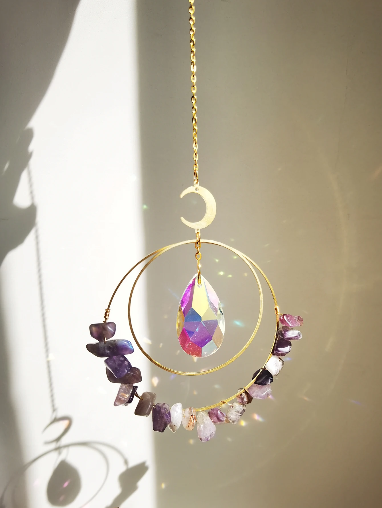 Multicolor Crystal Sun Catcher Wind Chimes Hanging Ornaments Garden Suncatchers Window Light Catcher Outdoor Decors Car Ornament