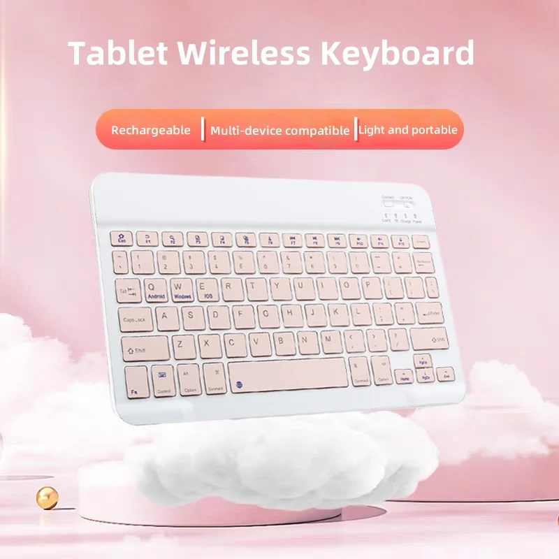 Ultra-Slim Bluetooth-Compatible Keyboard Portable Mini Wireless Keyboard Rechargeable for iPad Tablet Phone iOS Android Windows