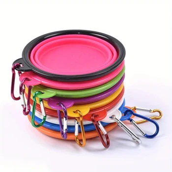 Dog Folding Bowl Portable Dog Travel Bowl Dog Food Water Bowl for Outdoor Walking Silicone Dog Food Water Bowl with Bowl Lip 1