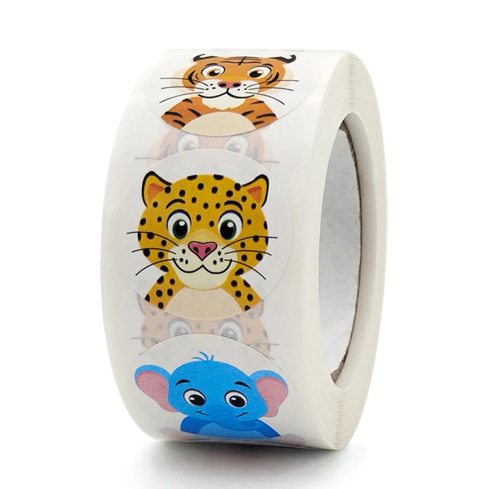 100-500 pièces 1 pouce dessin animé Animal enfants autocollant étiquette merci mignon jouet jeu autocollant bricolage cadeau étanchéité étiquette décoration Supp