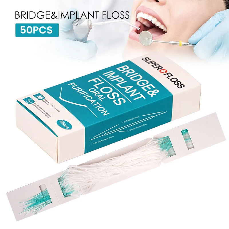 

50pcs/box Threaders Tooth Floss Toothpick Tool Floss Holders Between Orthodontic Braces Bridge Hilo Dental Oral Clean