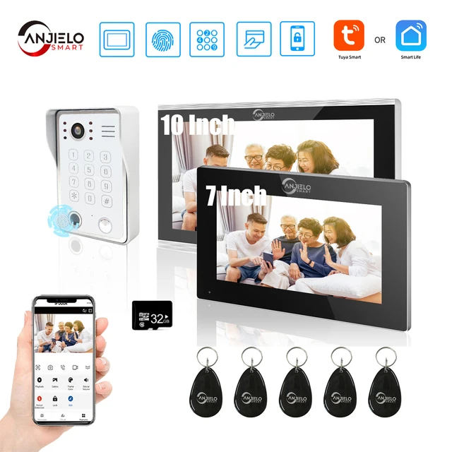 Tuya 7 Inch Video Intercom Doorphone Touch Screen with Wired Doorbell 1080P 148° APP Password Fingerprint Card Swipe Monitor 1