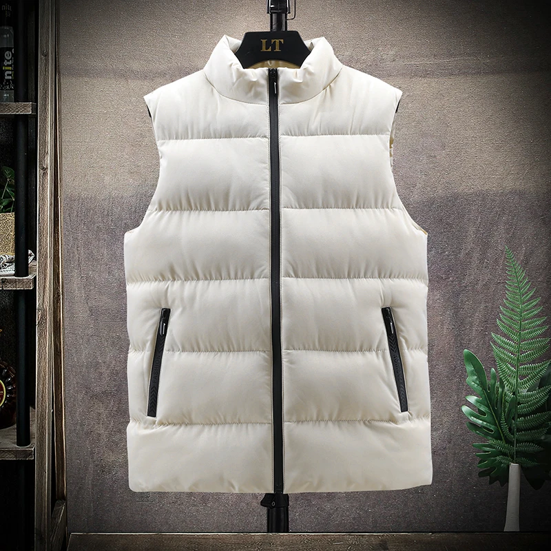 Men's Winter Jackets Vest Work wear Casual Sleeveless Stand Thick Clothes Solid Color comfort Working Vest Men's Clothing