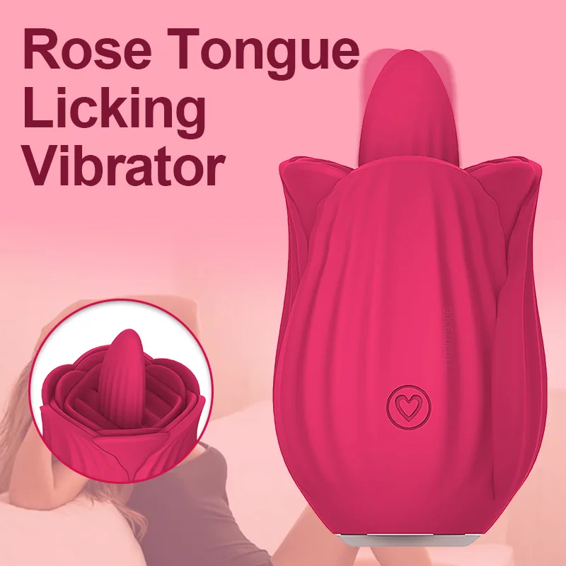 Massaggiatore vibrante per capezzoli a forma di rosa, stimolazione orale della lingua e del clitoride, giocattoli sessuali potenti per le donne_voghion.com