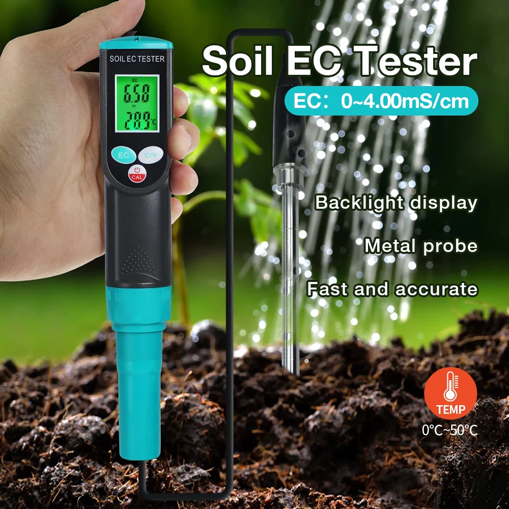 Digital EC/Temp Soil Tester High Accuracy Sensor for Planting