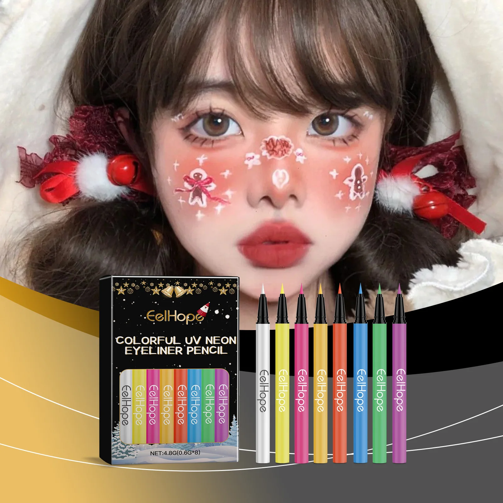 Halloween Neon UV Liquid Eyeliner 8-Color Face Waterproof Long-Lasting Matte Fluorescent Makeup Colorful Eyeliner Pen Cosmetics 3