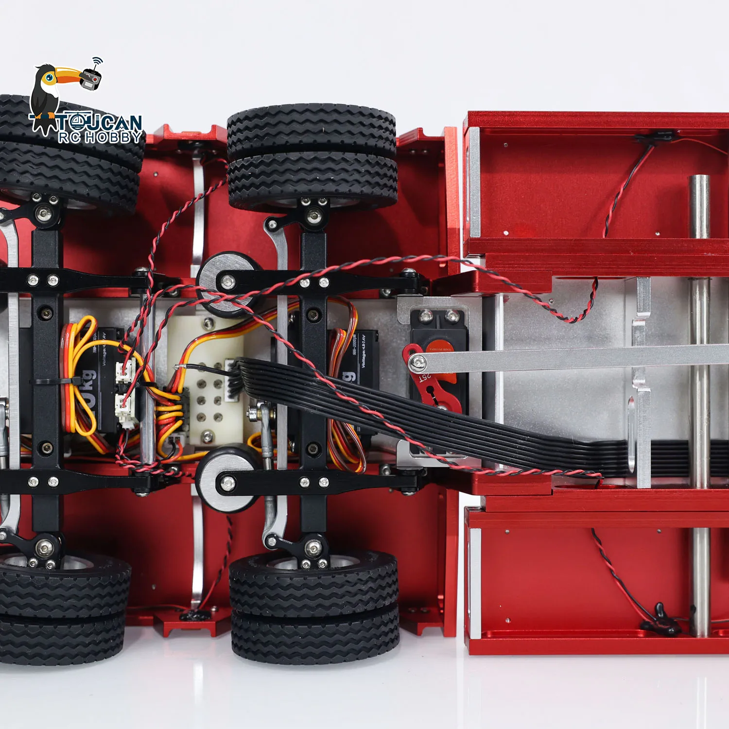 DG-999 RC 1/14 Metal Trailer 4 Axles Detachable Gooseneck for DIY Tractor Truck Model with Light System Servo ESC TH23977 5