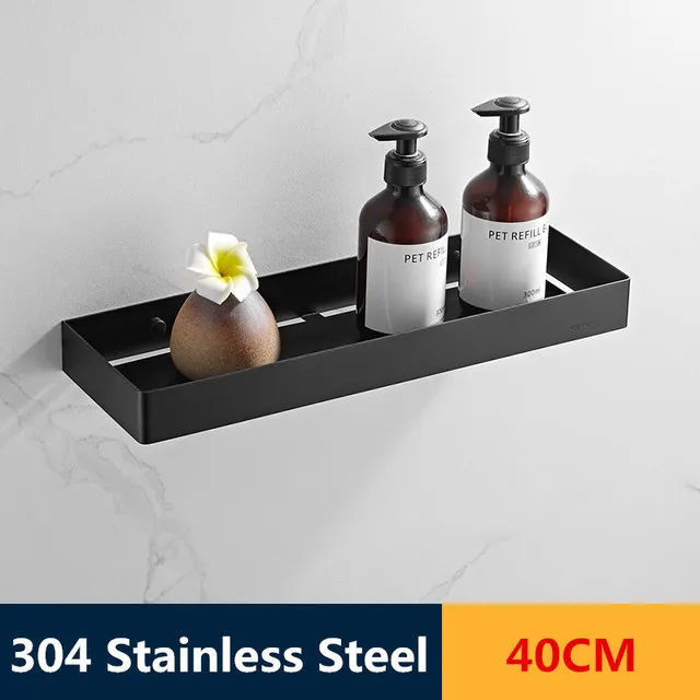 Bathroom Shelf Black Stainless Steel Shelves  Bathroom Shelf Adhesive  Shower - Bathroom Shelves - Aliexpress