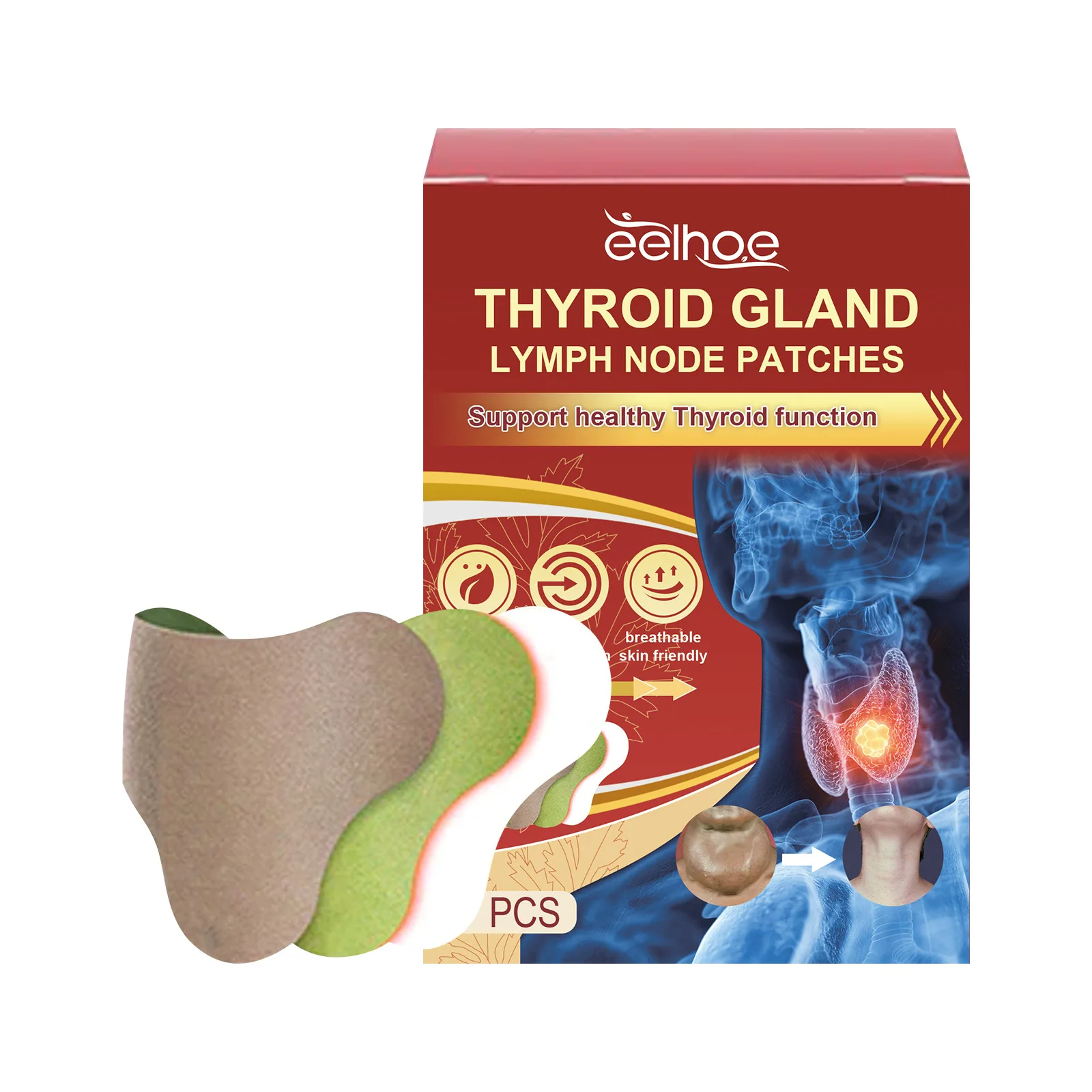 Lymphatic Detox Patch Drainage Thyroid Gland Stickers Effective Painless Treatment Heating Neck Anti Swelling Lymph Node Patches_voghion.com