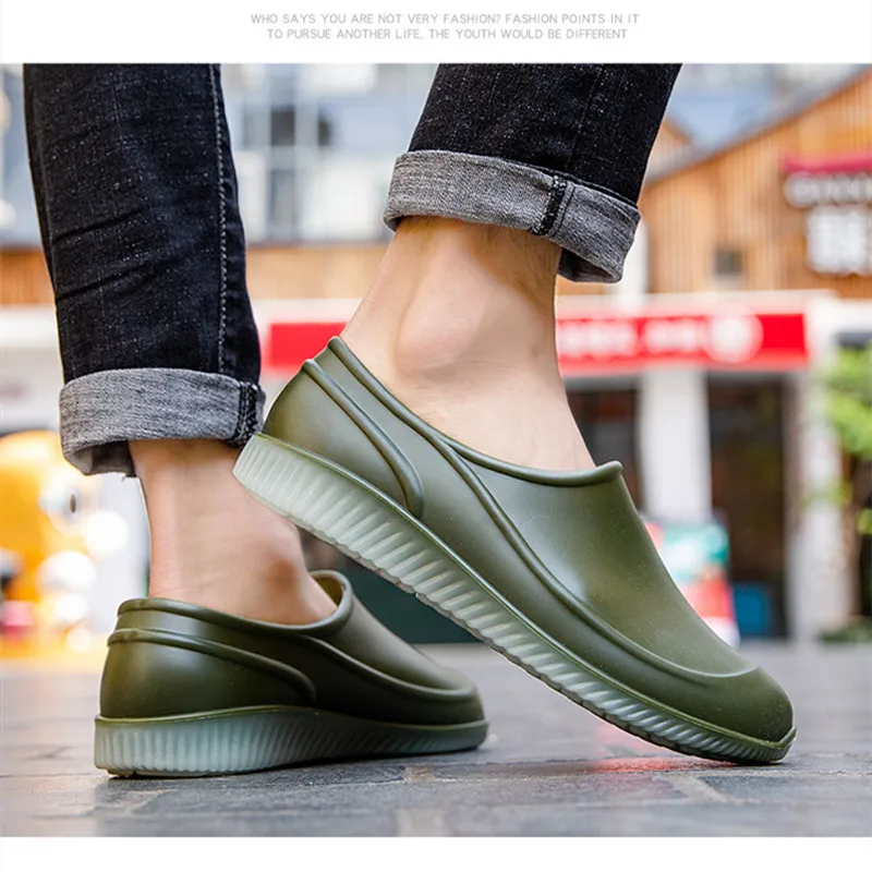Rain Boots Men's Tide Short Rain Boots Kitchen Takeaway Water Shoes Thick-soled Overshoes Fishing Rubber Shoes Non-slip Overshoe