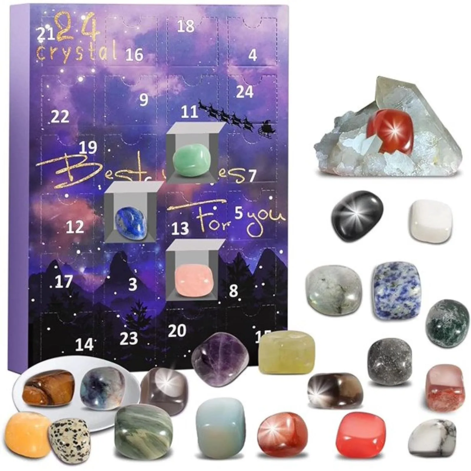 Christmas Advent Calendar Christmas Crystal Gemstones Advent Calendar Decorations 24 Days To Christmas Countdown Calendar Collection Gift
