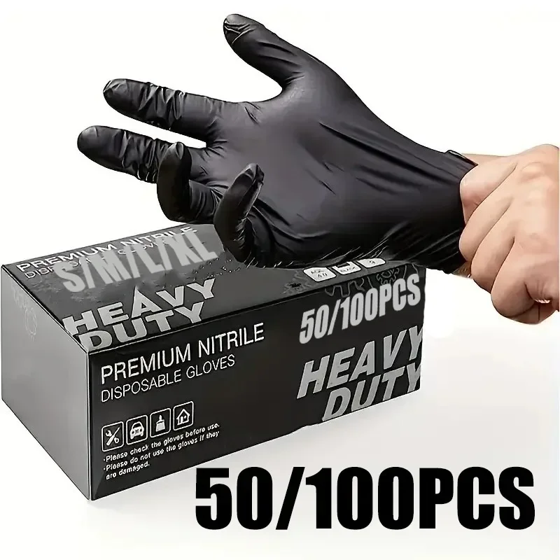 100/50PCS Black Nitrile Disposable Gloves Waterproof Disposable Cleaning Hairdressing Gloves Suitable Pet Care Tattoo Cleaning,disposable gloves,nitrile gloves,pet grooming gloves,cleaning gloves