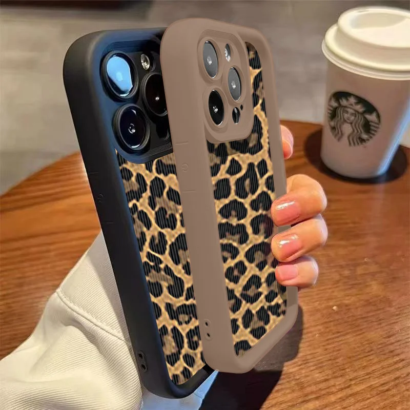 Leopard Print Pattern Phone Case For iPhone 11 12 13 14 15 Pro Max X XR XS Max 7 8 Plus Shockproof Silicone Soft TPU Back Cover
