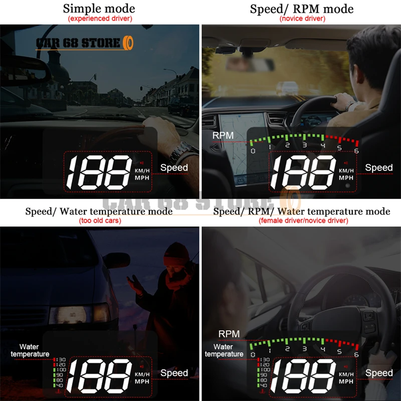 1 Ʈ Hud A900 ڵ ÷ ڵ  ˶ EUOBD OBD2  ÷ ӵ   ڵ  ׼
