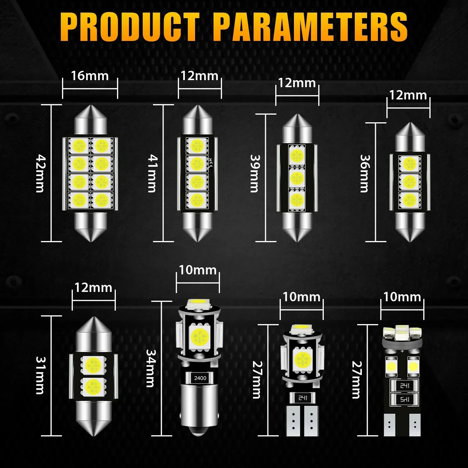 LED Car Lights 23Pcs T10 5050 Interior Dome Trunk License Plate Lamps Kit White for Bmw E53 E60 E90