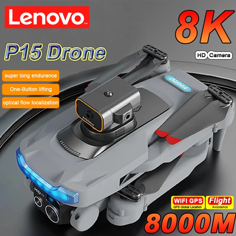 

Профессиональный Дрон Lenovo P15, устройство для обхода препятствий с GPS, 8K, двойная камера, оптический поток, позиционирование, игрушки для взрослых и детей