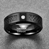 BONLAVIE 8mm Tungsten Carbide Ring Black Polishing Round Zircon Black Carbon Fiber Ring Engagement Wedding Rings for Men 3