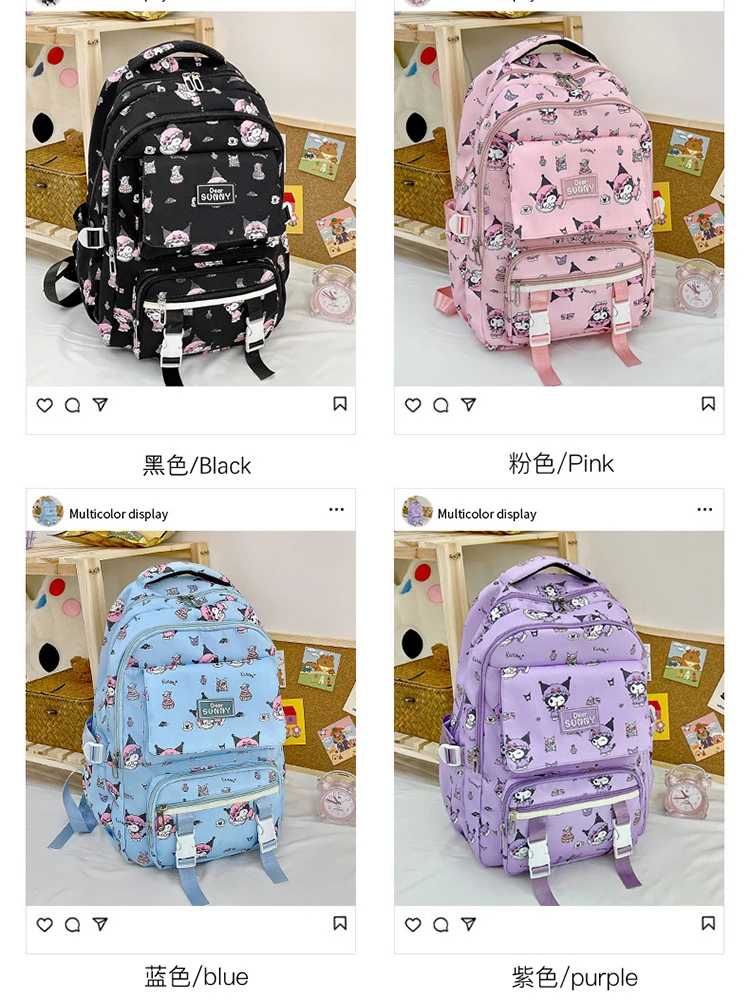 New Kuromi backpack, cute primary and secondary school student bag, large capacity, cute high school student school backpack