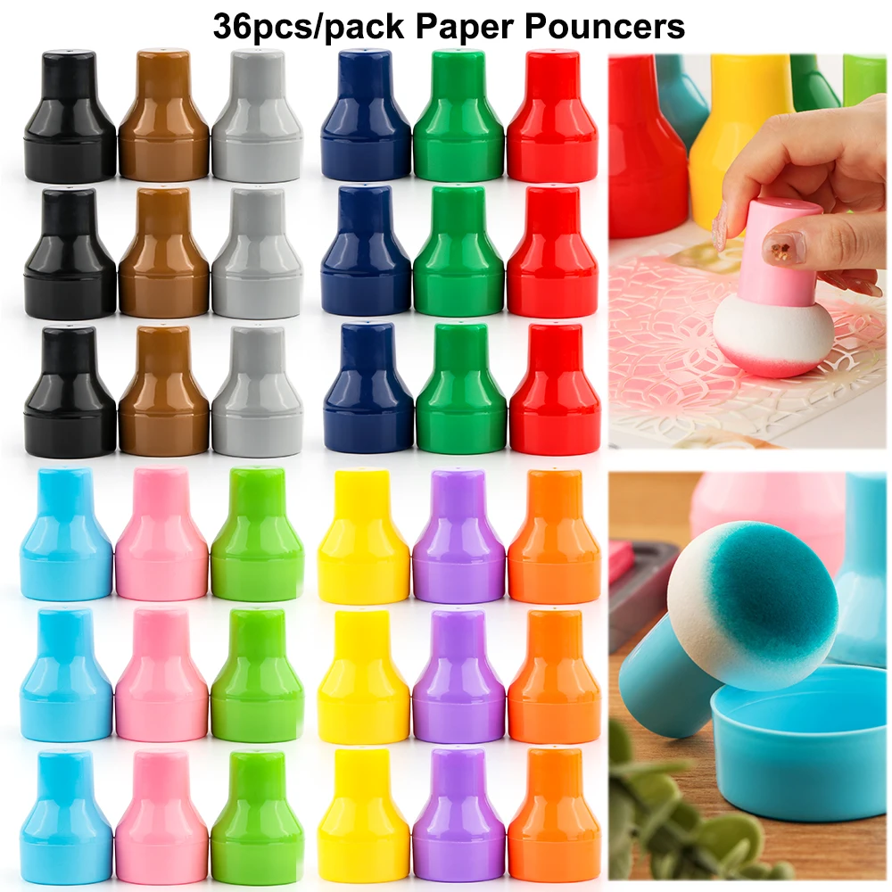 

Bundle 36pcs/set Rainbow Paper Pouncers Ink Applicator With Case For Easily Direct Ink Application On Crafts Projects Easily