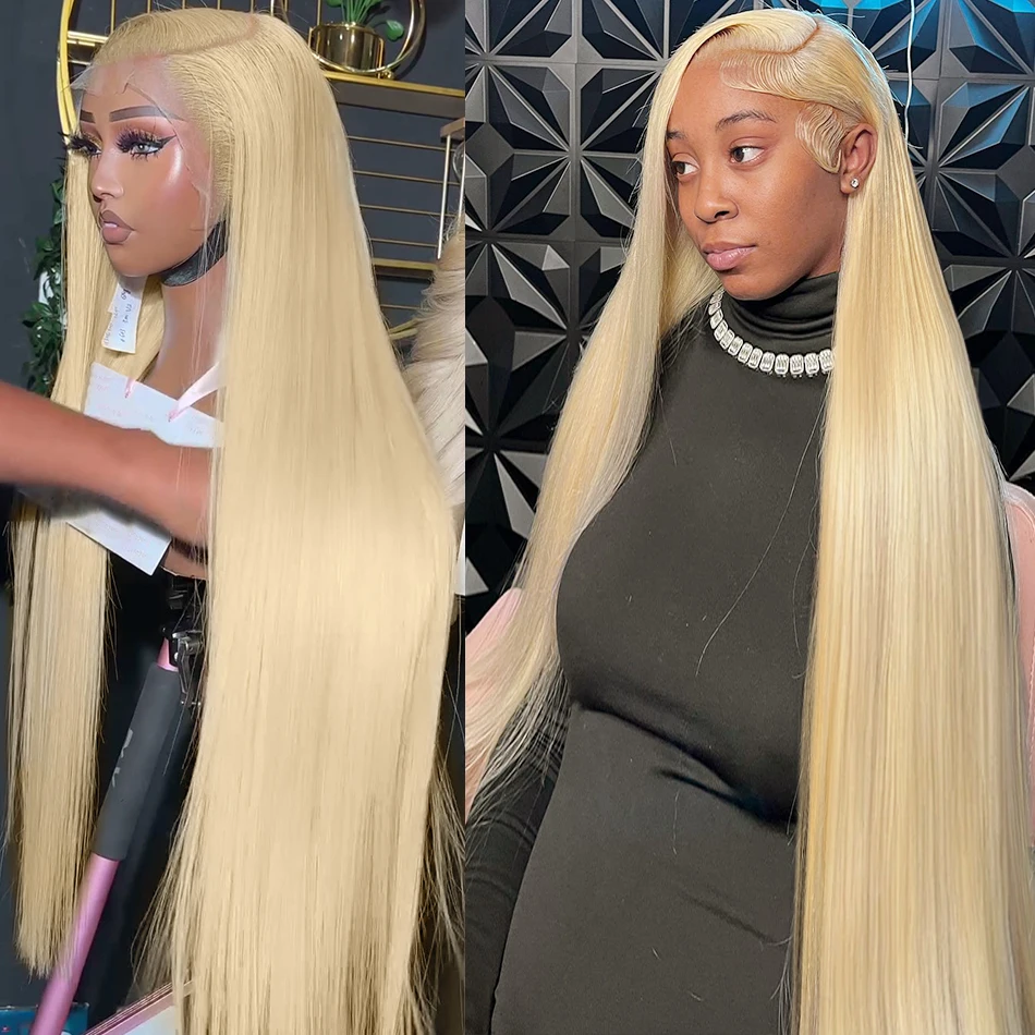 Human Hair Wig 613 Blonde Bone Straight 13x6 13x4 Lace Front Brazilian 250% Colored For Women 30 34 Inch