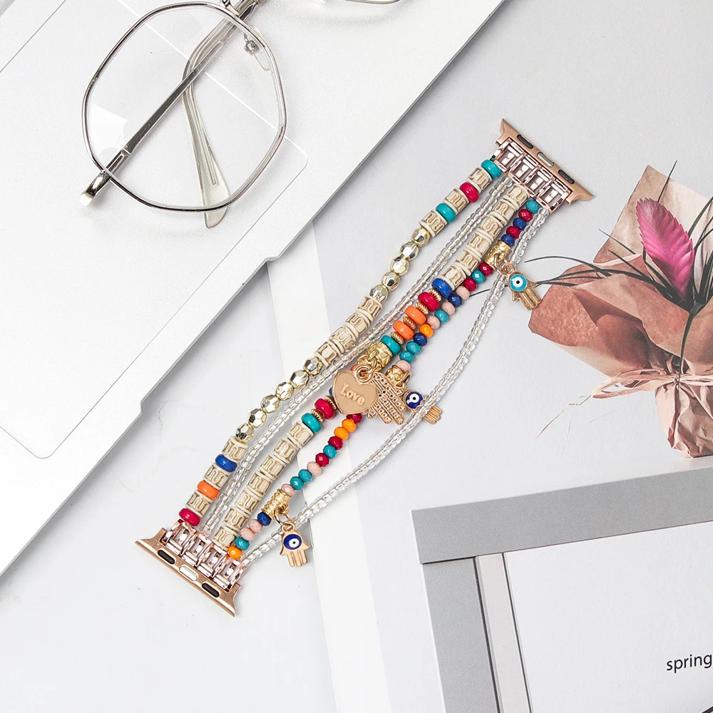 Elegant Elastic Beaded Pendant Bracelet Band