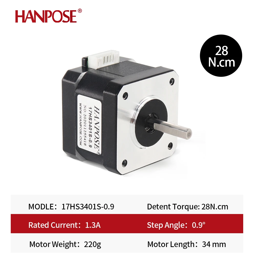 Nema17 스텝퍼 모터, 0.9 도, 42BYGH34, H34mm, 1.3A, 28N.CM, 3D 프린터 모니터 장비용, 42 스텝퍼 모터, 17HS3401S