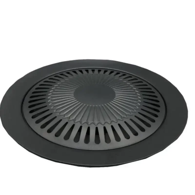 BBQ Grill Pan Round Griddle Pan Barbecue Plate Portable Non-stick Outdoor Picnic Indoor Outdoor Camping BBQ