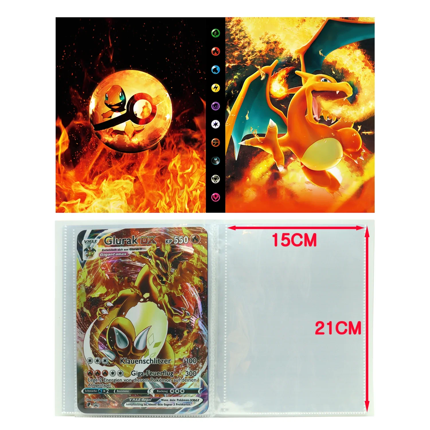 

Pokemon Giant Card 15 * 21cm Large Album Vmax Vstar GX Large Alphabet Large Pikachu Arceus Charizard Rainbow Card Folder