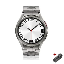 Elegant Titanium Stainless Steel No-Gaps Bracelet Strap for Watch 5 pro 45mm (Titanium color)