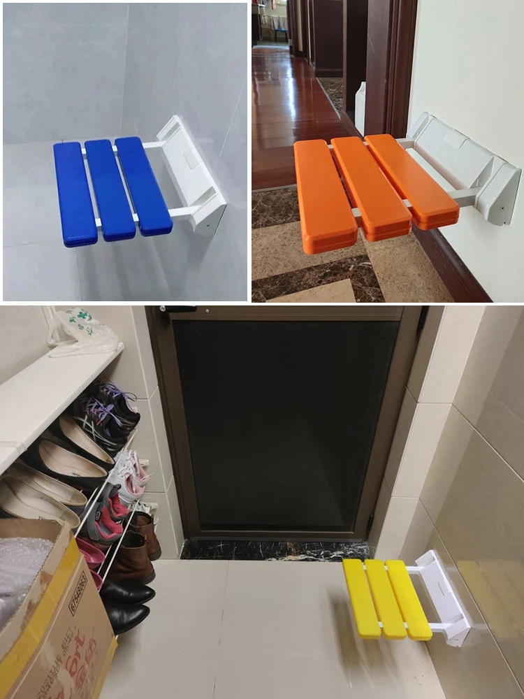 Bathroom barrierfree folding stool for the elderly shoe-changing chair outside the door aisle rest chair safe wall-mounted chair 5