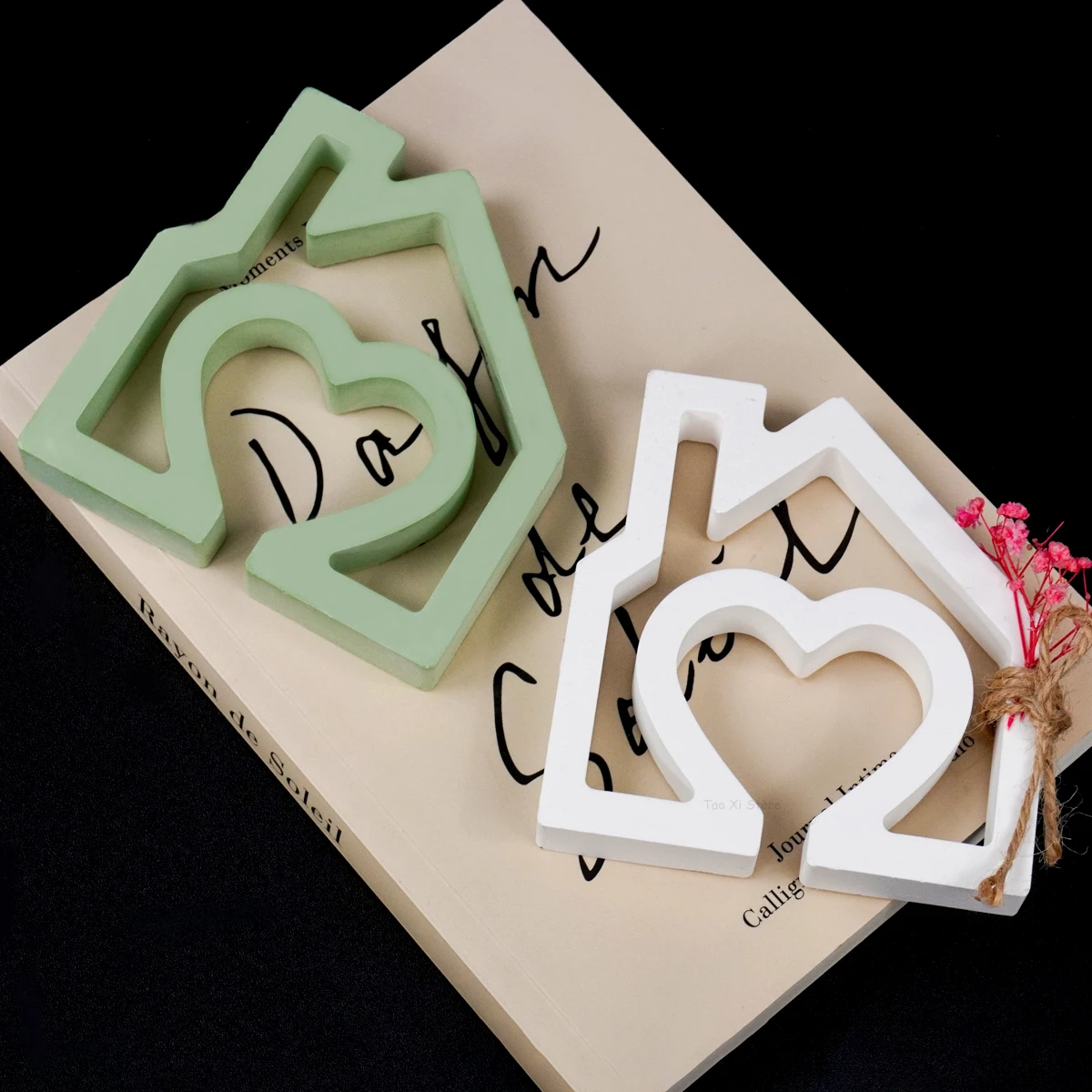 DIY Heart House Candlestick Silicone Mold Houses Ornament Making Mould Plaster Resin Candle Holder Crafts Casting Molds Home Dec silicone mold