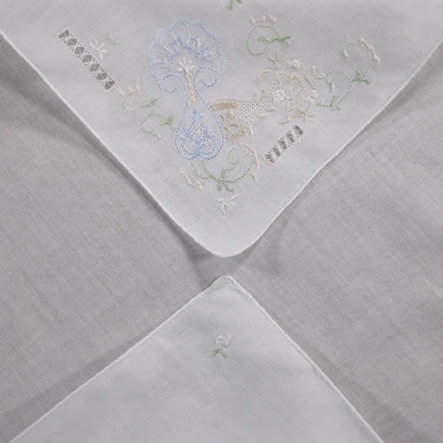S027 Fehér 12 Darab 100% Pamut “X12” Rajzolt Szálmű Kézi Hímzett Kézzel Készített Szélek Esküvői Zsebkendő Nők Hanky - Image 6