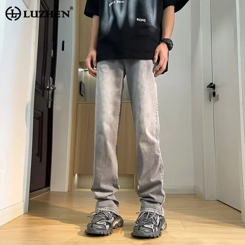 

LUZHEN 2024 Весна Новые модные потертые джинсовые брюки модные красивые уличные корейские мужские прямые джинсы бесплатная доставка LZ2820