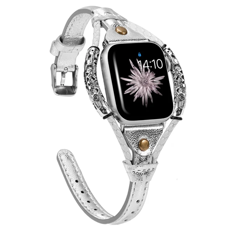 

Ремешок из натуральной кожи для Apple Watch Band 40 мм 44 мм ultra 49 мм 38 мм 42 мм, роскошный браслет для Iwatch series 8 7/6/5/4/3/SE 41 мм 45 мм