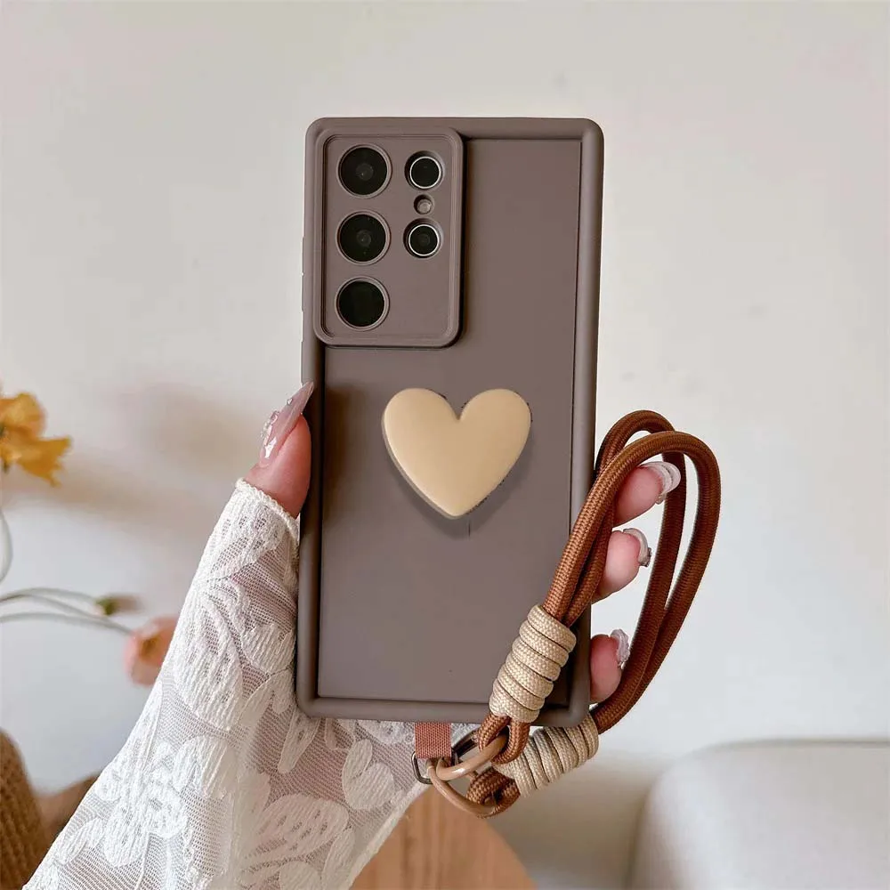 3D Love Heart Lanyard Phone Case