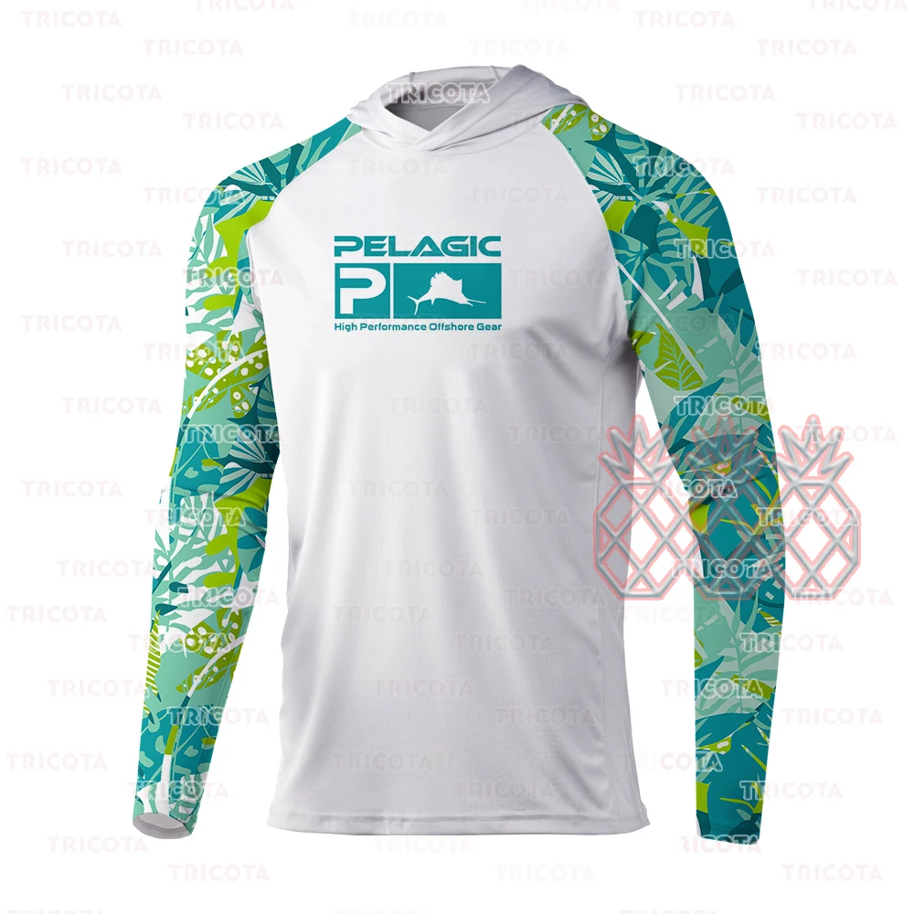 

Pelagic Performance Fishing Shirts Men's Long Sleeve Uv Protection Fishing Hooded T-Shirts Upf 50+ Breathable Fishing Clothing